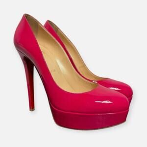Christian Louboutin Bianca Platform Patent Leather Pumps in Hot Pink, Size 39